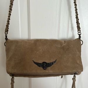 Zadig & Voltaire Tan Suede Skull Crossbody Bag
